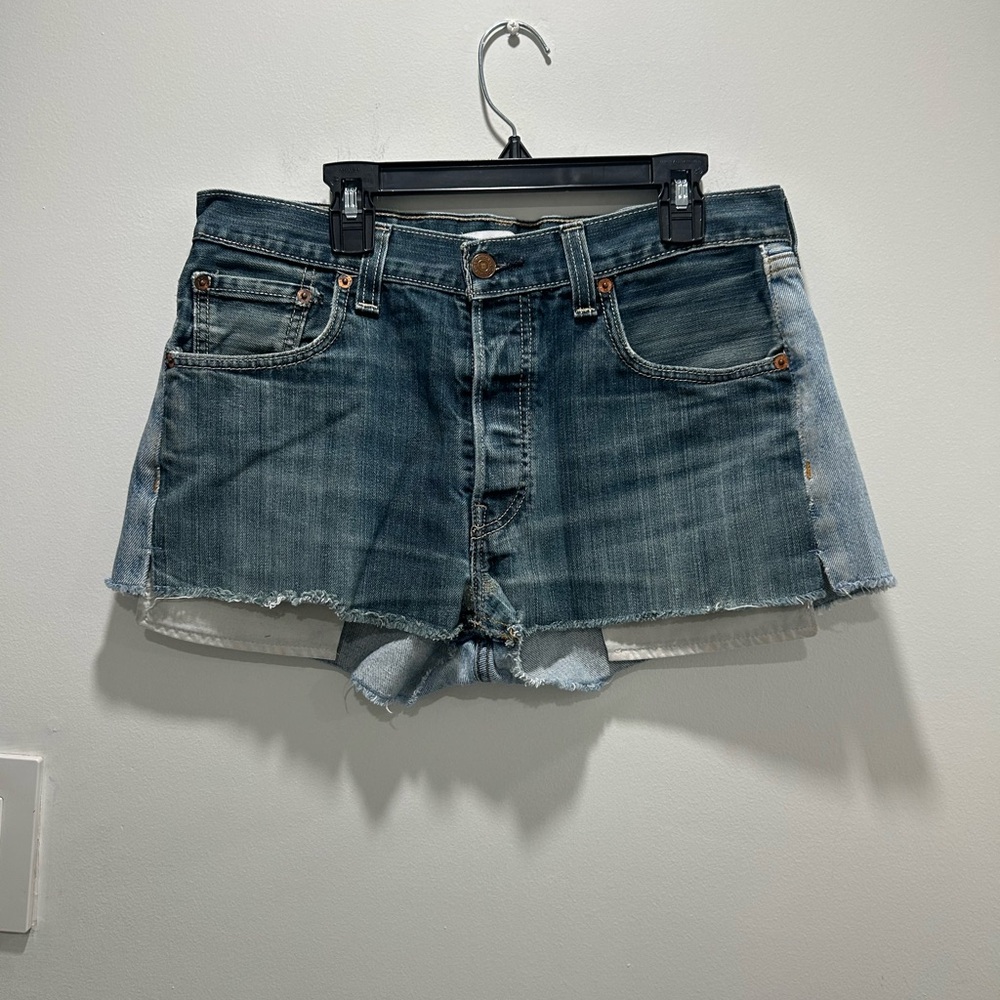 Re/Done Faded Blue Jean Shorts